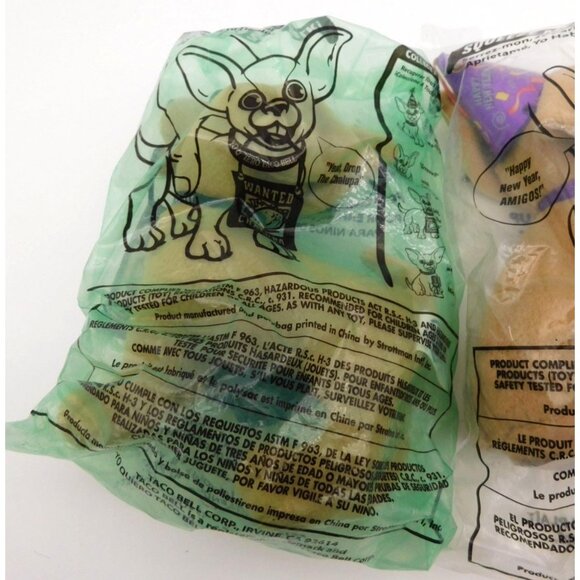 3 SEALED Vintage Taco Bell Chihuahua Plush Dog Plush New Years Wanted Chalupa - Picture 2 of 6